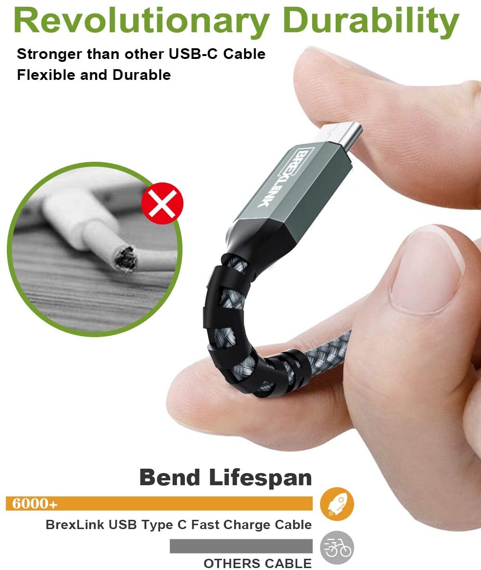 BrexLink USB 3.0 Type C Cable, USB C to USB A Charger Cable (2m 2-Pack) Charging for Samsung Galaxy S10 S9 S8 A3 A5 Note 8 9 10, Huawei P10 P9 P20 Pro, Google Pixel, LG V30 G6 (Grey) BrexLink USB 3.0 Type C Cable, USB C to USB A Charger Cable (2m 2-Pack) Charging for Samsung Galaxy S10 S9 S8 A3 A5 Note 8 9 10, Huawei P10 P9 P20 Pro, Google Pixel, LG V30 G6 (Grey)